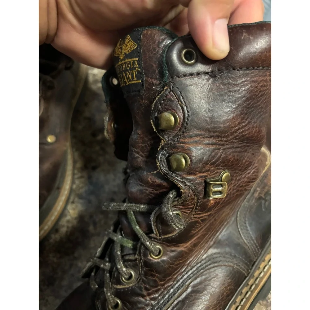 Georgia Giant Mens 8 Inch Brown Leather Work Boots EH G8374 Size 11.5 M